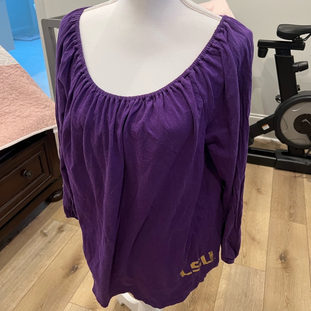 LSU TIGERS long sleeve top Size L elastic neck and cuff